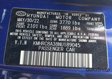 2022 Hyundai Venue Limited z USA, uszkodzony, nr VIN KMHRC8A38NU189045